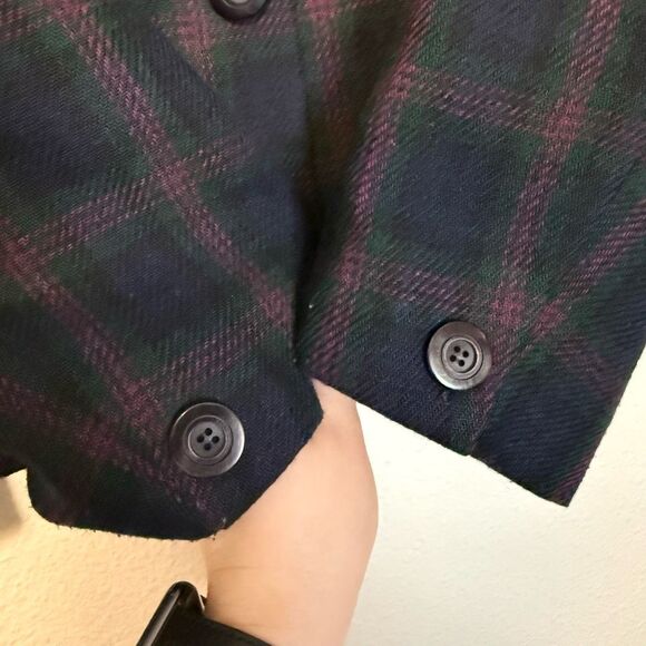 Vintage Requirements Plaid Navy Purple Blazer Jacket Size 18 - Picture 3 of 7